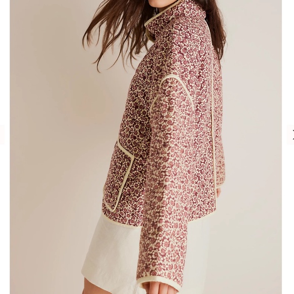 The Angeline Floral Jacket in Burgundy Combo sz medium bust 46.4" - Picture 4 of 5